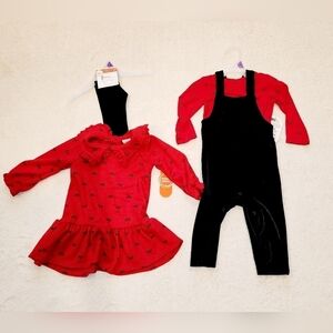 New baby girl Christmas outfit bundle of dress set & outfit set size 12 months